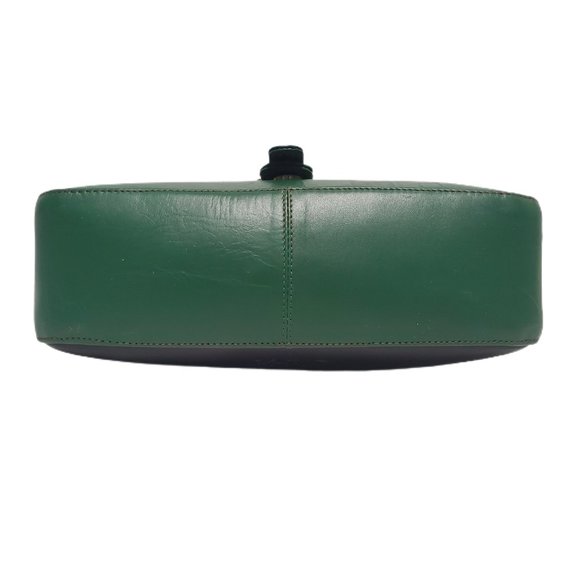 AuGre France Crossbody Bag Green & Black Leather Top Handle 2 Section Satchel - Picture 6 of 14